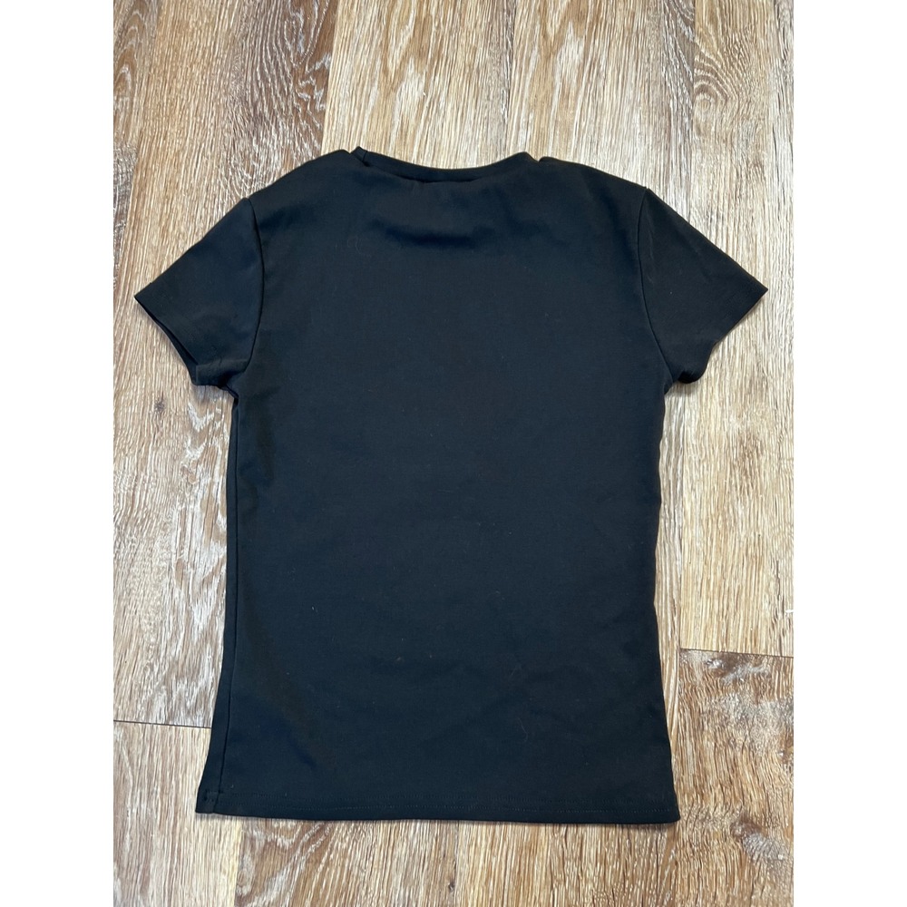 Edikted Shirt Womens Black Small Leopard Cheetah Print Star Patch Short Sleeve - Picture 5 of 5
